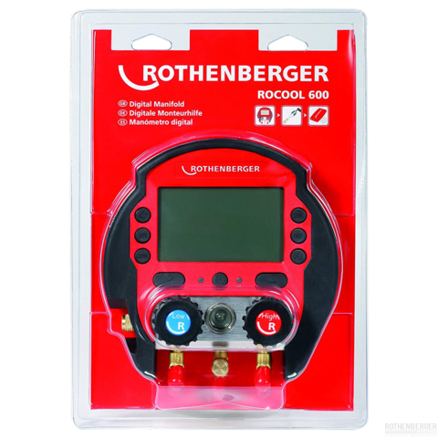 Rothenberger Rocool 600 digitális szervízcsaptelep egy csipeszhőmérővel Bliszterrel